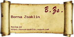 Borna Zsaklin névjegykártya